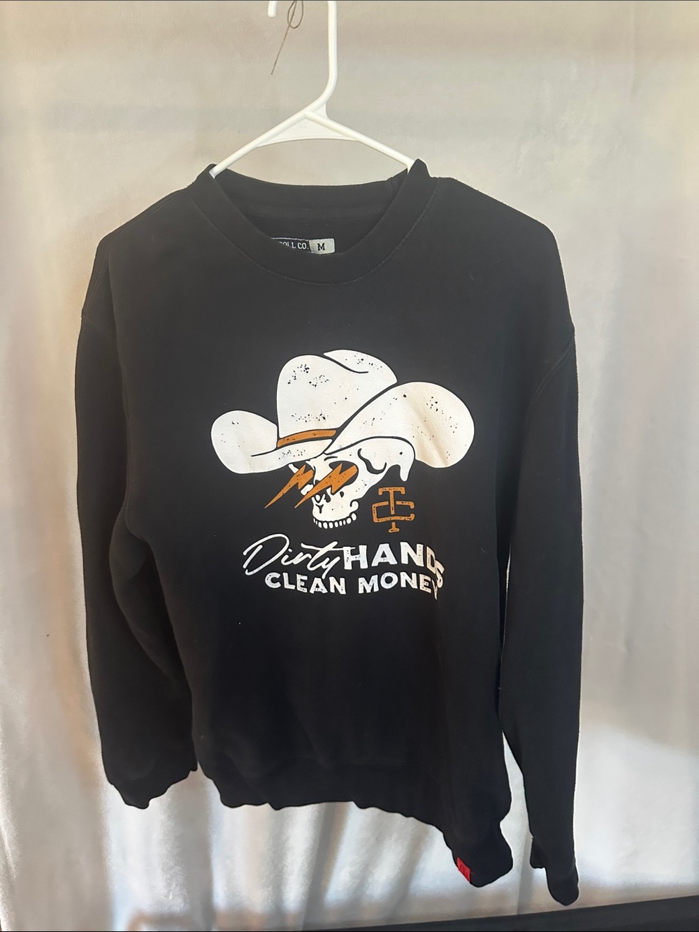 Trolls Black Crewneck Sweatshirt with White & Orange Graphic